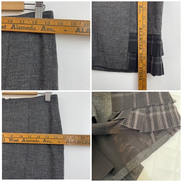 Jacket Skirt Suit Bebe Set Office Siren Size 6 Grey Ruffle Fitted viscose & wool - Picture 10 of 13